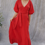 CONDESA wrap maxi in gauze - lipstick