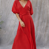 CONDESA wrap maxi in gauze - lipstick