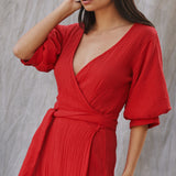 CONDESA wrap maxi in gauze - lipstick