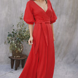 CONDESA wrap maxi in gauze - lipstick