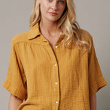 ENCINITAS top in lightweight gauze - turmeric