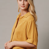 ENCINITAS top in lightweight gauze - turmeric