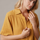 ENCINITAS top in lightweight gauze - turmeric