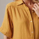 ENCINITAS top in lightweight gauze - turmeric