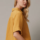 ENCINITAS top in lightweight gauze - turmeric