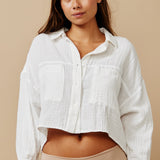 FORMENTERA shirt jacket in double gauze - white