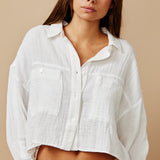 FORMENTERA shirt jacket in double gauze - white