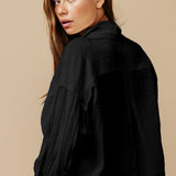 FORMENTERA shirt jacket in double gauze - black