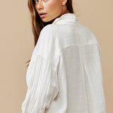 FORMENTERA shirt jacket in double gauze - white