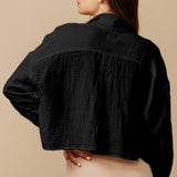 FORMENTERA shirt jacket in double gauze - black