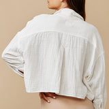 FORMENTERA shirt jacket in double gauze - white
