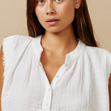 IDYLLWILD W/BUTTONS sleeveless top in lightweight gauze - white