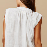 IDYLLWILD W/BUTTONS sleeveless top in lightweight gauze - white