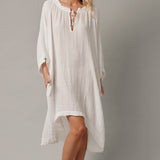 JOSHUA TREE mid-length caftan in lightweight gauze - white