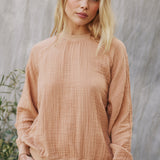 LA QUINTA raglan sweatshirt in double gauze - latte