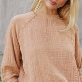LA QUINTA raglan sweatshirt in double gauze - latte