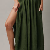 SARDINIA midi skirt in double gauze - moss