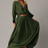 SARDINIA midi skirt in double gauze - moss