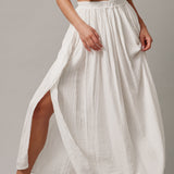 SARDINIA midi skirt in double gauze - white