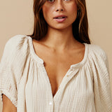 SIFNOS puff sleeve button down mini - sand