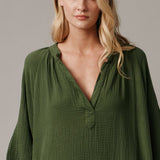 TANGIER long sleeve caftan in double gauze - moss