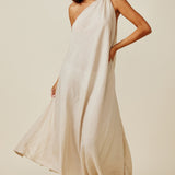 TAORMINA knotted one shoulder maxi in naked - sand