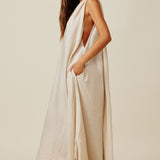 TAORMINA knotted one shoulder maxi in naked - sand