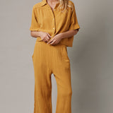 THE PINES beach pant in double gauze - turmeric