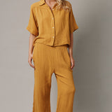 THE PINES beach pant in double gauze - turmeric