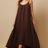 TULUM low back maxi in lightweight gauze - chocolate
