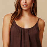 TULUM low back maxi in lightweight gauze - chocolate