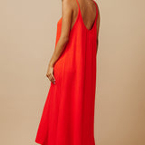 TULUM low back maxi in lightweight gauze - dahlia