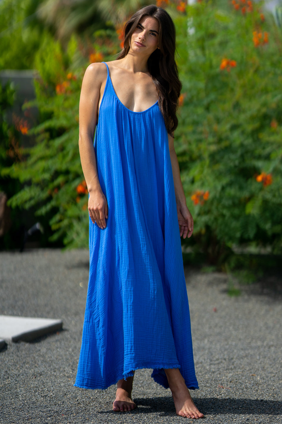 Low Back Maxi Dress - TULUM lightweight gauze