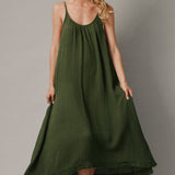 TULUM low back maxi in lightweight gauze - moss