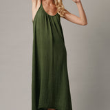 TULUM low back maxi in lightweight gauze - moss