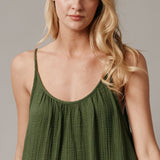 TULUM low back maxi in lightweight gauze - moss
