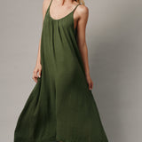 TULUM low back maxi in lightweight gauze - moss