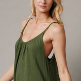 TULUM low back maxi in lightweight gauze - moss