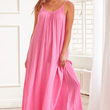TULUM low back maxi in lightweight gauze - peony