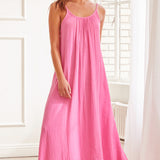 TULUM low back maxi in lightweight gauze - peony