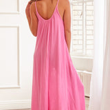 TULUM low back maxi in lightweight gauze - peony