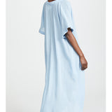 TUNISIA short sleeve caftan in lightweight gauze - chambray