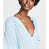 TUNISIA short sleeve caftan in lightweight gauze - chambray