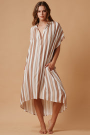 TUNISIA short sleeve caftan in lightweight gauze - black