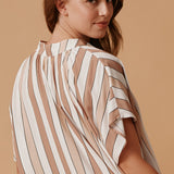 TUNISIA short sleeve caftan - coffee stripe print