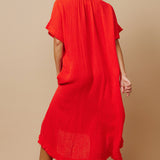 TUNISIA short sleeve caftan in lightweight gauze - dahlia