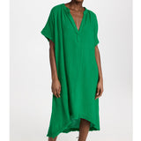 TUNISIA short sleeve caftan in lightweight gauze - kelly