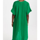 TUNISIA short sleeve caftan in lightweight gauze - kelly