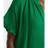 TUNISIA short sleeve caftan in lightweight gauze - kelly