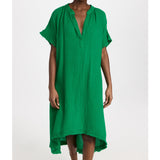 TUNISIA short sleeve caftan in lightweight gauze - kelly